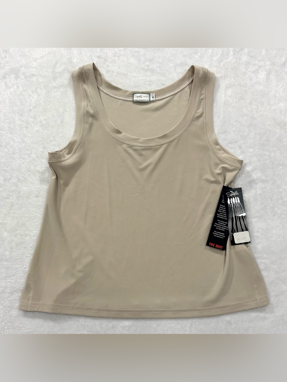 NWT Sympli Beige Scoop Neck Sleeveless Tank Top Women’s Size 6
